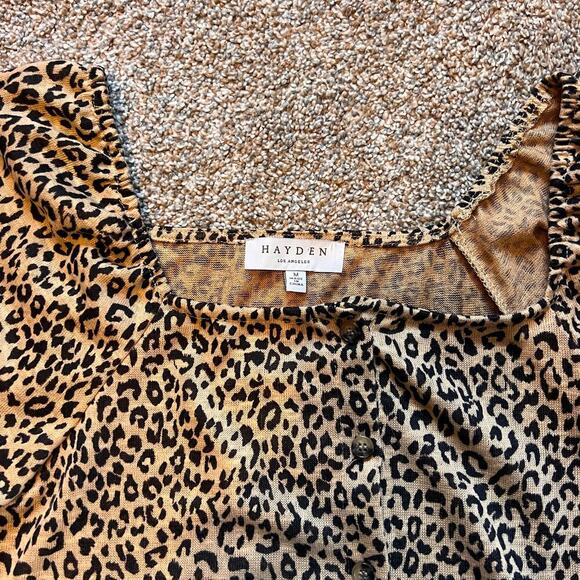 Hayden Cheetah Print Button Up Top.  Can also be Worn off Shoulder.  Size Medium - Picture 6 of 7
